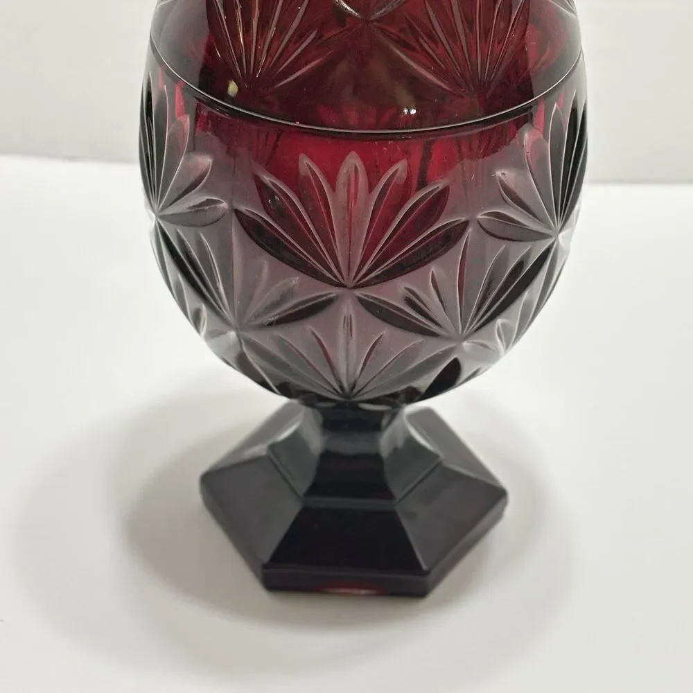 Vintage Ruby Red Cris D Arques/Durand Luminarc Egg Candy Dish 10”